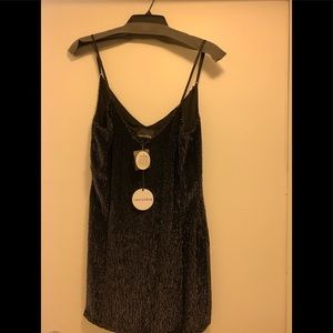 Retrofete black sequin slip dress
